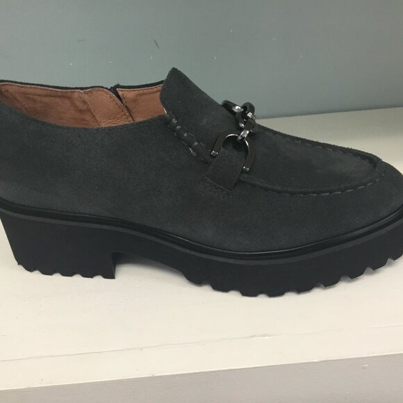ALL BLACK DARK GREY SUEDE LOAFERS - Picture 1 of 1